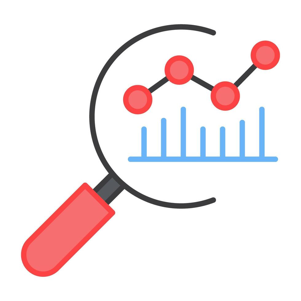 polyligne graphique en dessous de grossissant verre montrant concept de tendance une analyse vecteur