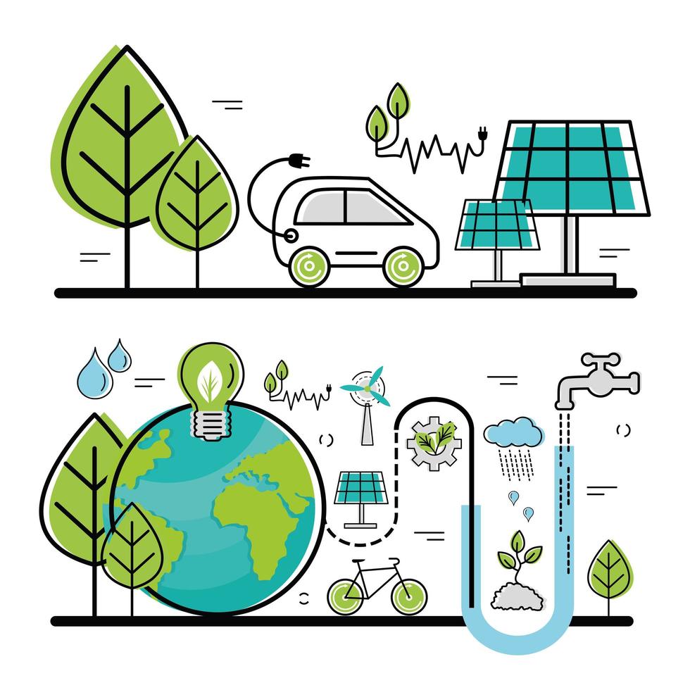 scènes d'énergie verte vecteur