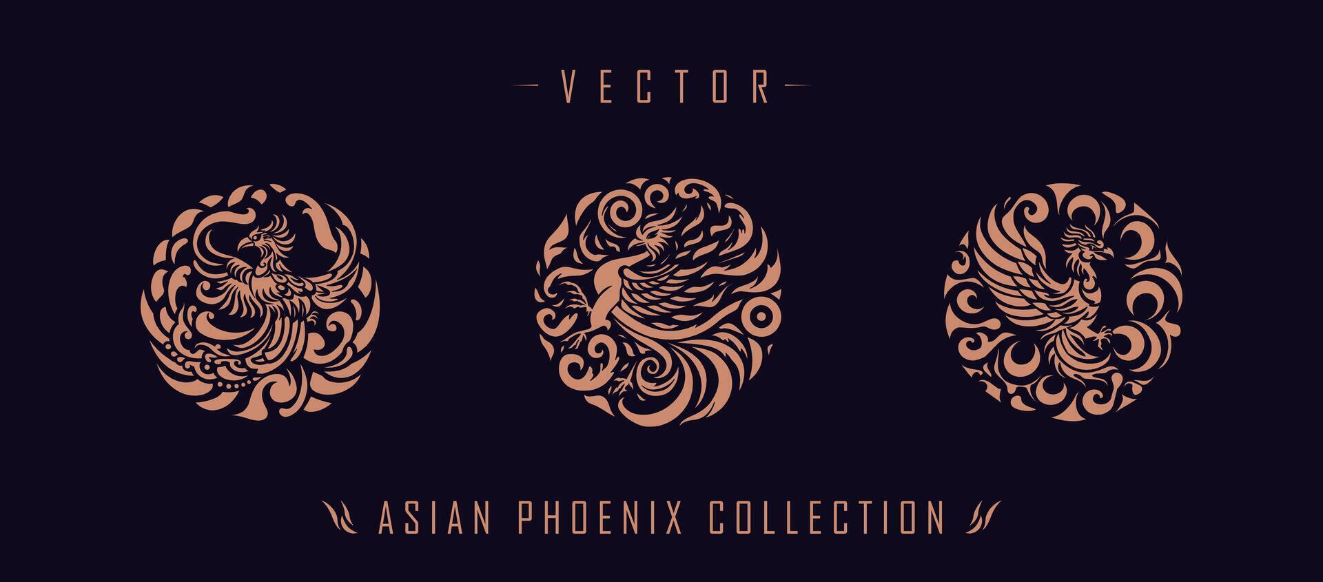 asiatique traditionnel phénix modèle ancien chinois phénix vecteur