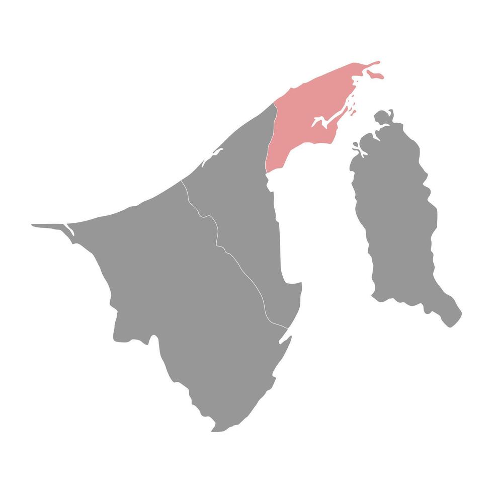 brunei muara district carte, administratif division de brunei. vecteur illustration.