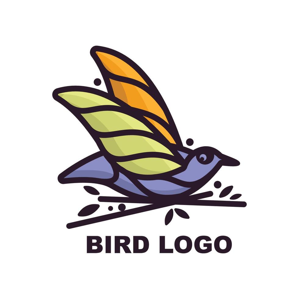 oiseau en volant pose coloré logo collection vecteur