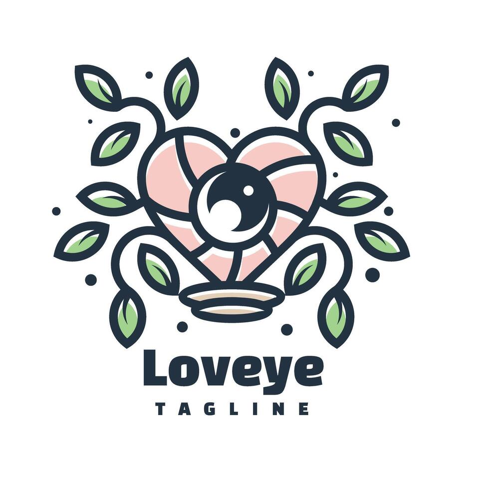 la nature feuille cœur yeux personnage logo vecteur