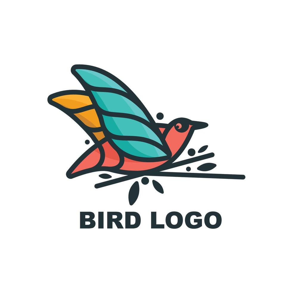 oiseau en volant pose coloré logo collection vecteur