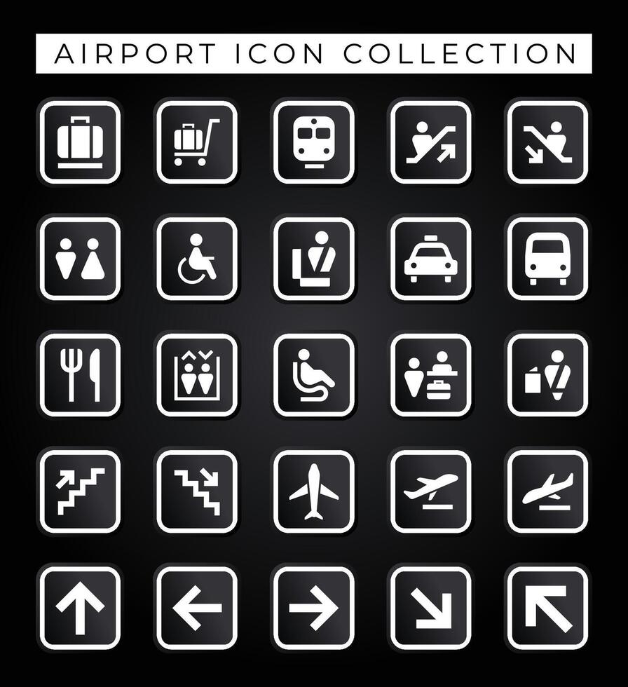 gratuit vecteur aéroport icône collection