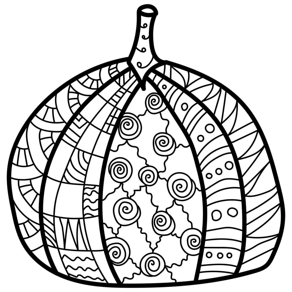 citrouille large avec des motifs fantastiques, page de coloriage ornée pour Thanksgiving ou halloween vecteur