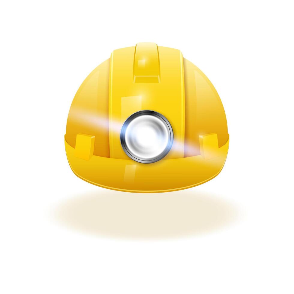 protecteur construction casque avec une lampe de poche. vecteur illustration.