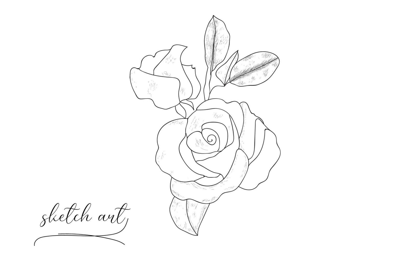 belle main dessinée fleur rose croquis illustration vectorielle. vecteur