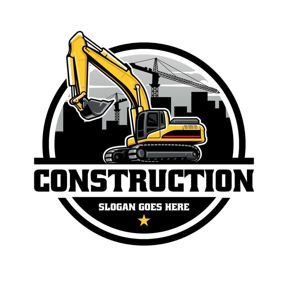 excavatrice, construction véhicule illustration logo vecteur