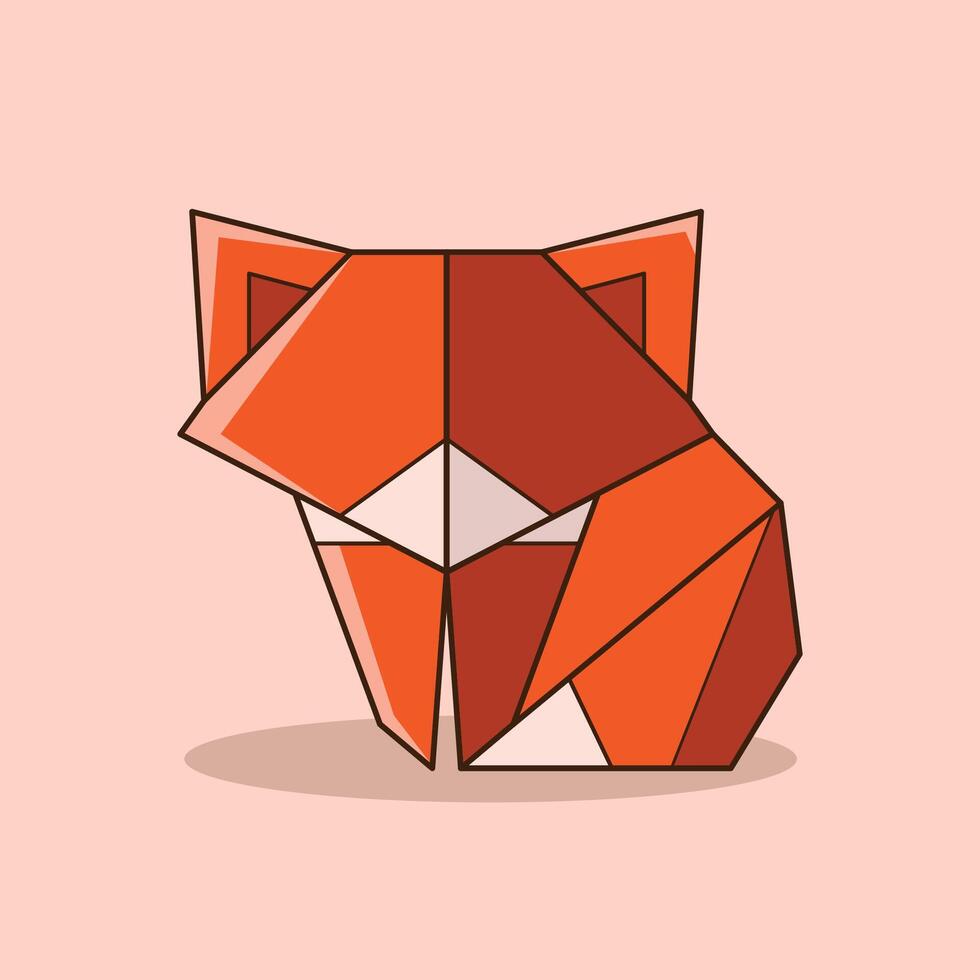 Renard origami Orange vecteur