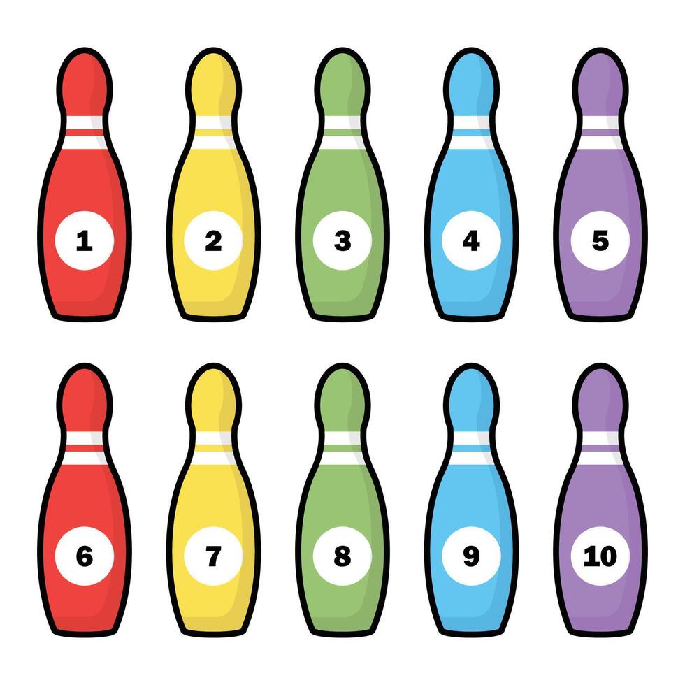 coloré numéroté bowling épingles isolé blanc Contexte vecteur illustration