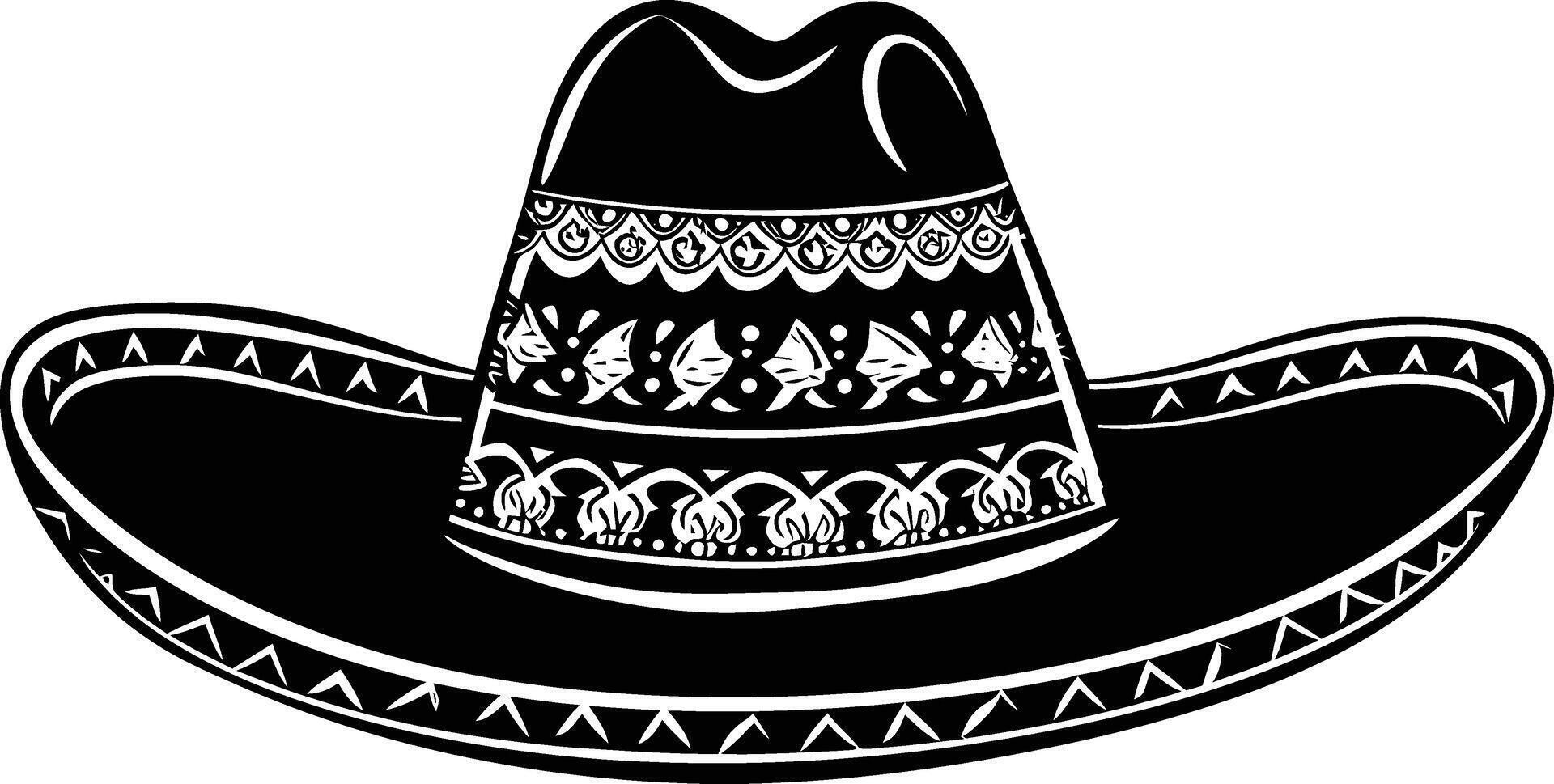 ai généré silhouette mexicain chapeau sombrero noir Couleur seulement vecteur