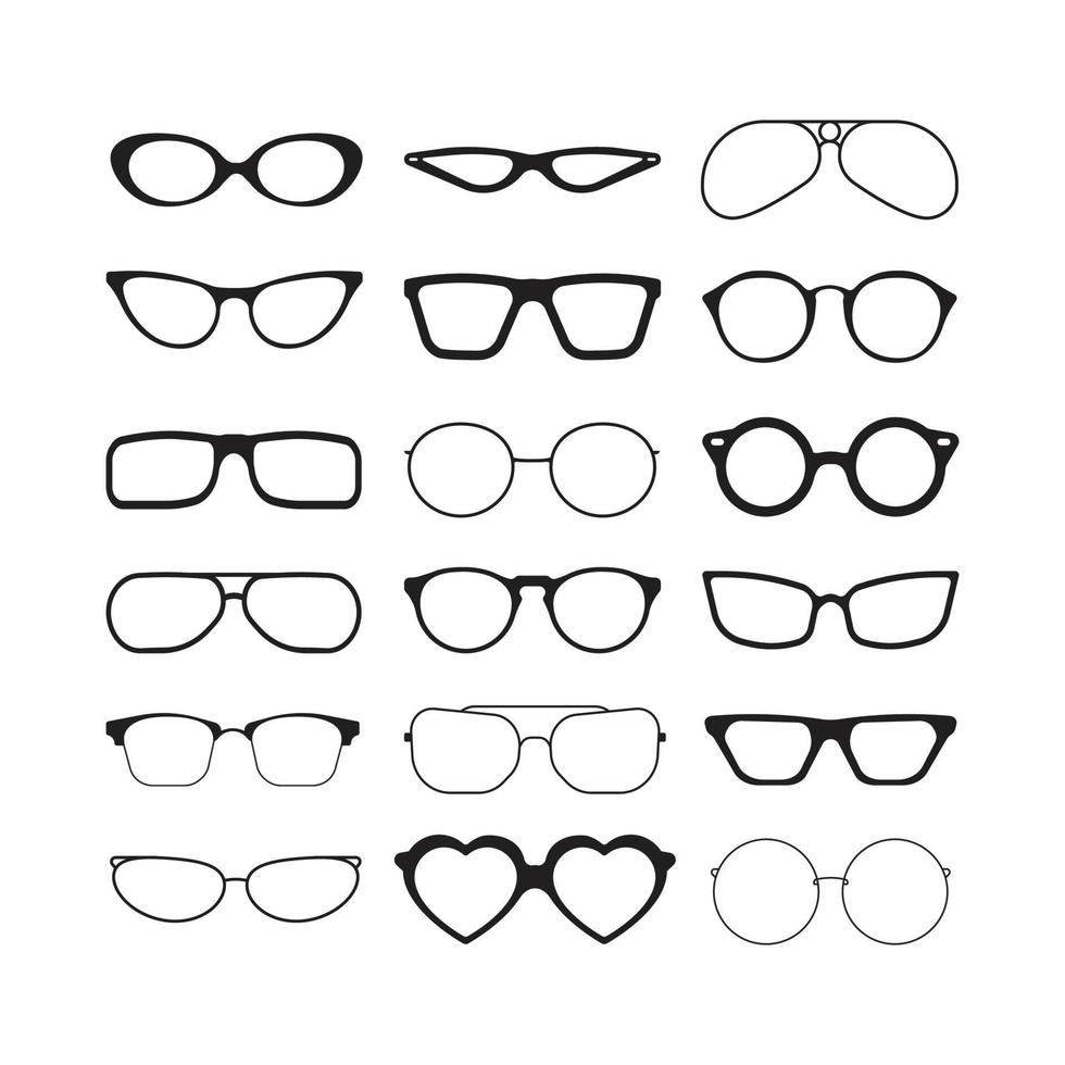 lunettes de soleil lunettes façonnées montures en plastique noir modèles rétro protection solaire oeil cool vision vecteur silhouettes illustration protection vision monture en plastique façonnée lunettes