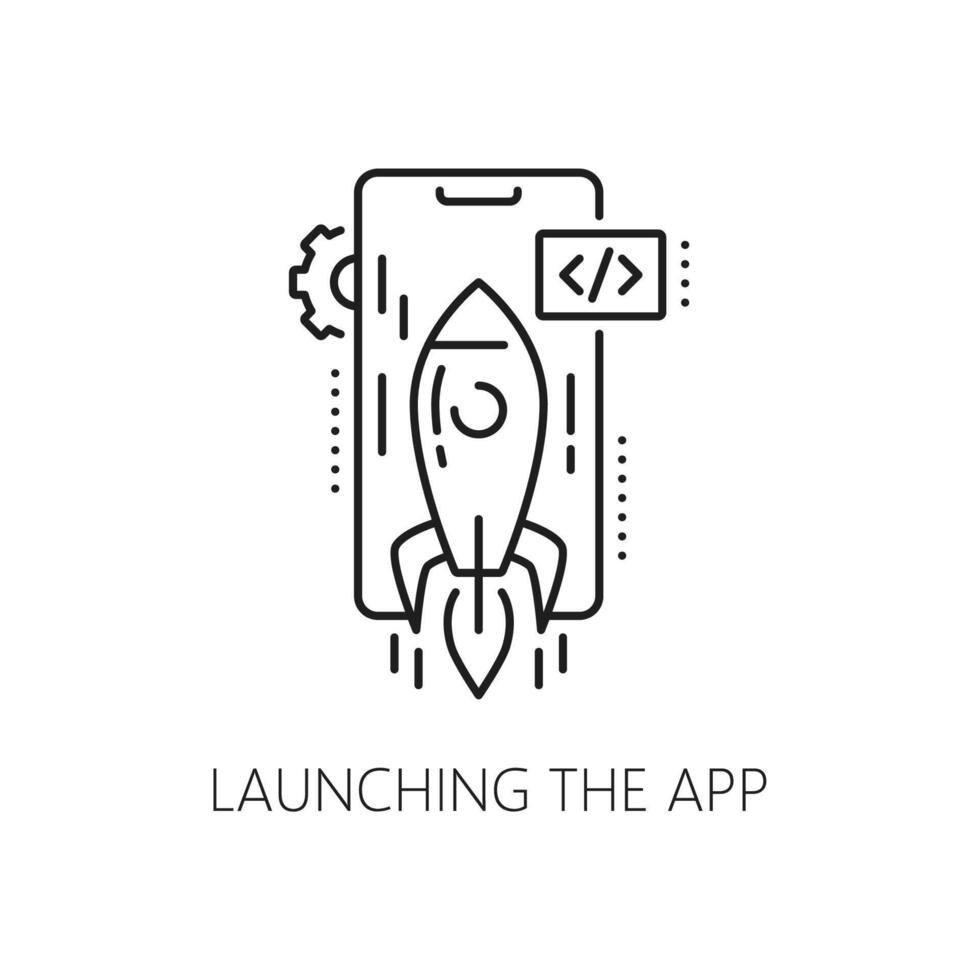 lancement application, la toile développer et optimisation icône vecteur