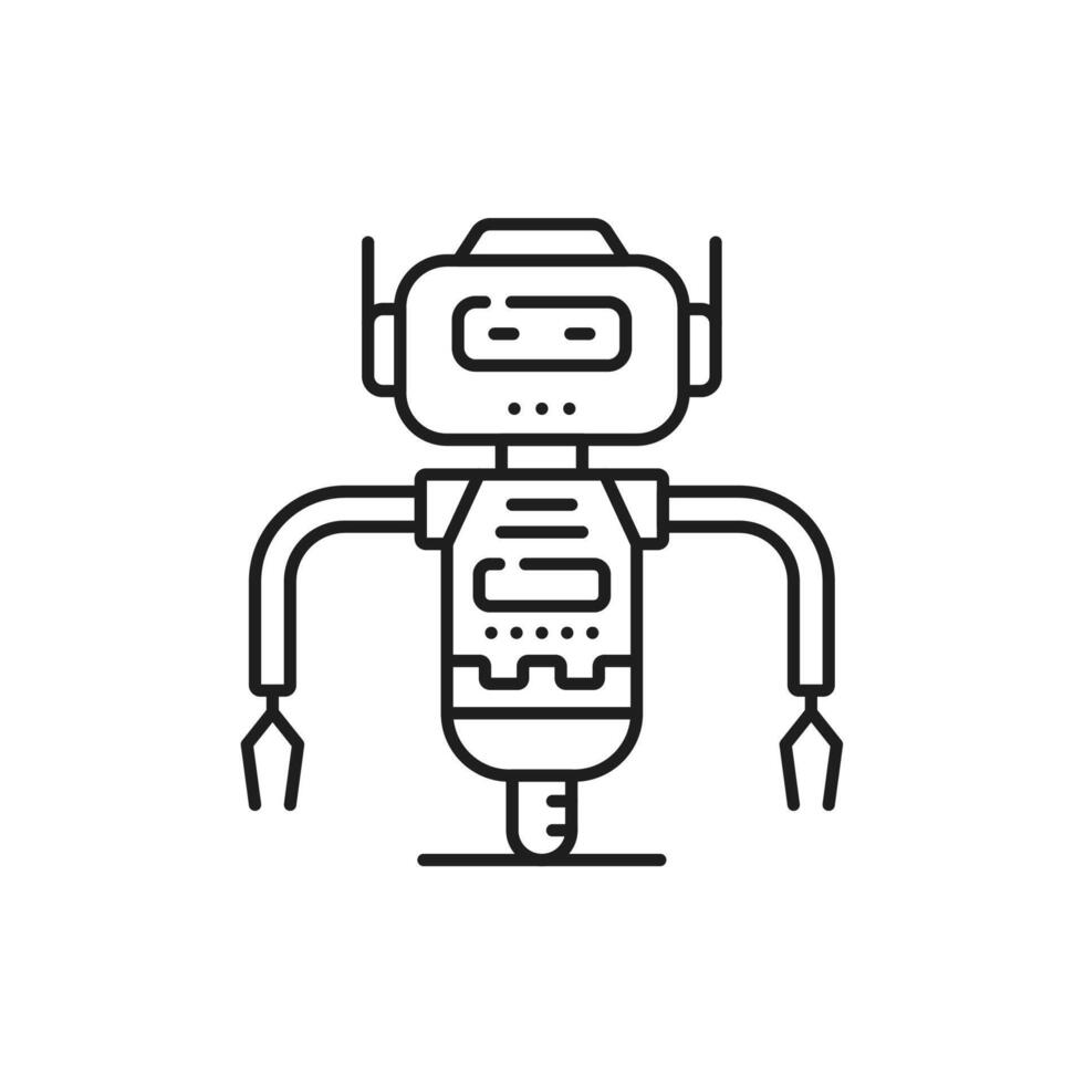 robot ou droïde sur roue ligne et contour icône vecteur