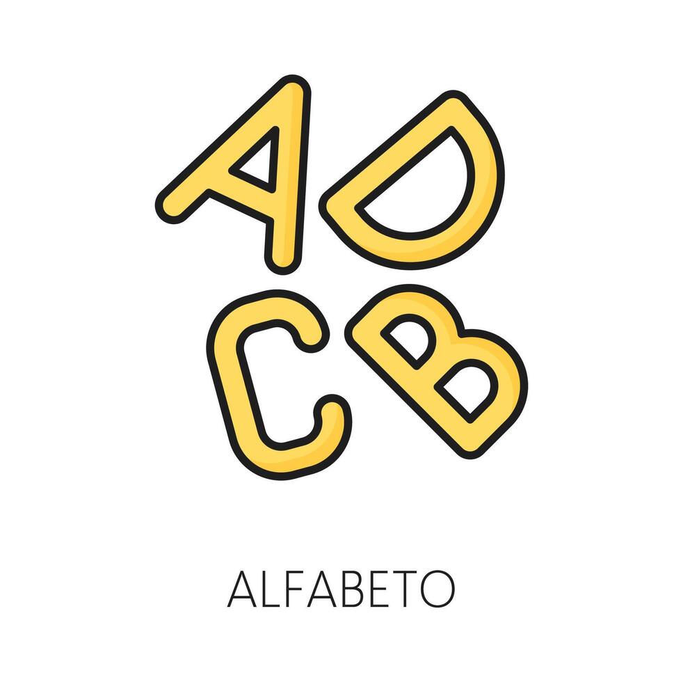 alphabet o Pâtes fabriqué de macaroni des lettres vecteur