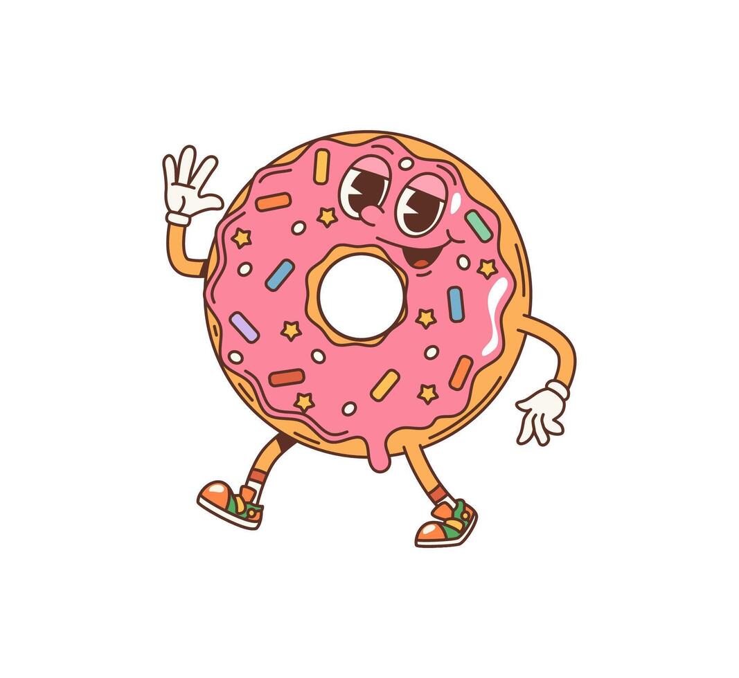 dessin animé Donut, sensationnel Pâtisserie dessert personnage vecteur