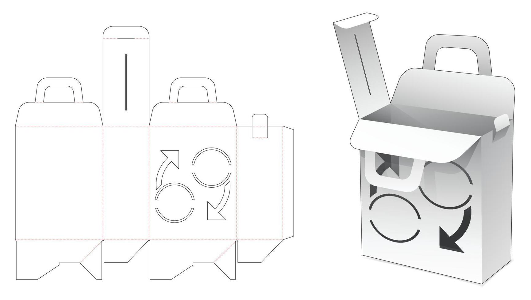 boîte de transport avec modèle de découpe de fenêtre de symbole d'échange vecteur