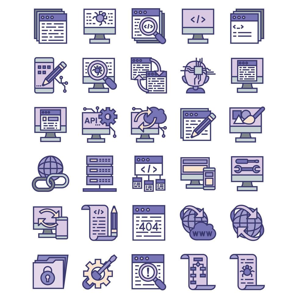 icône de programmation dans le style de contour rempli vecteur