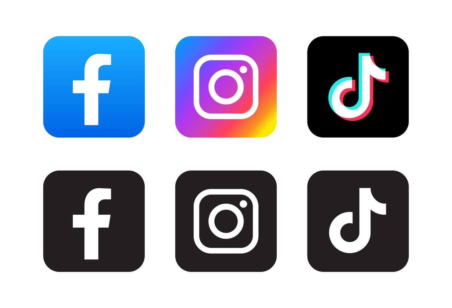 logo facebook, instagram et tiktok vecteur