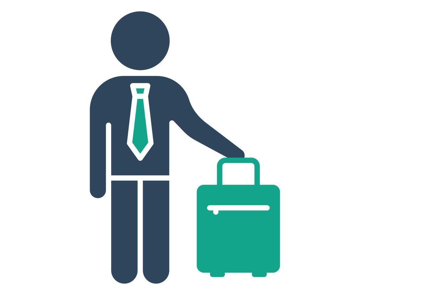 affaires Voyage icône. avec un employé en portant une valise. solide icône style. élément illustration vecteur