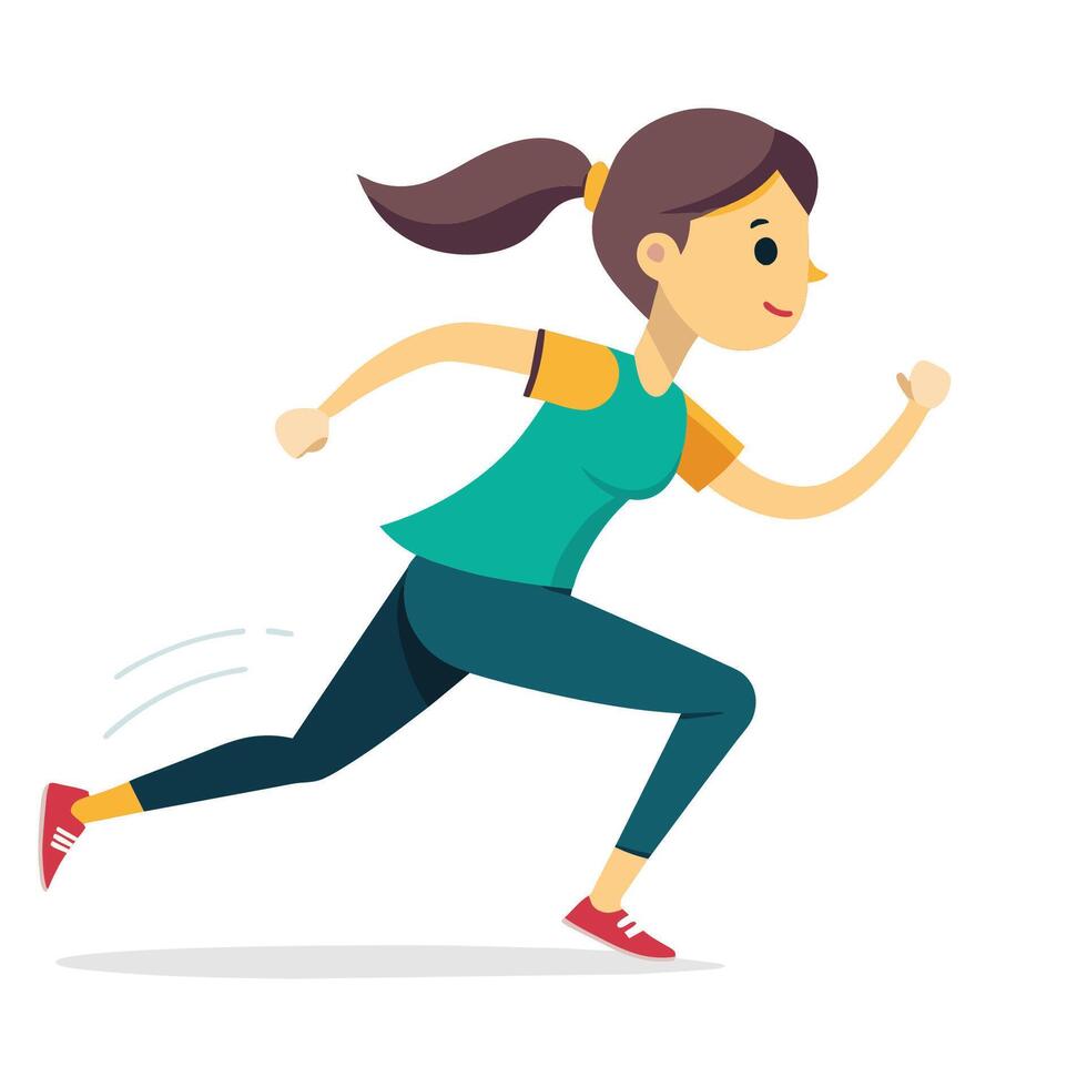 une adulte fille courir vecteur plat illustration