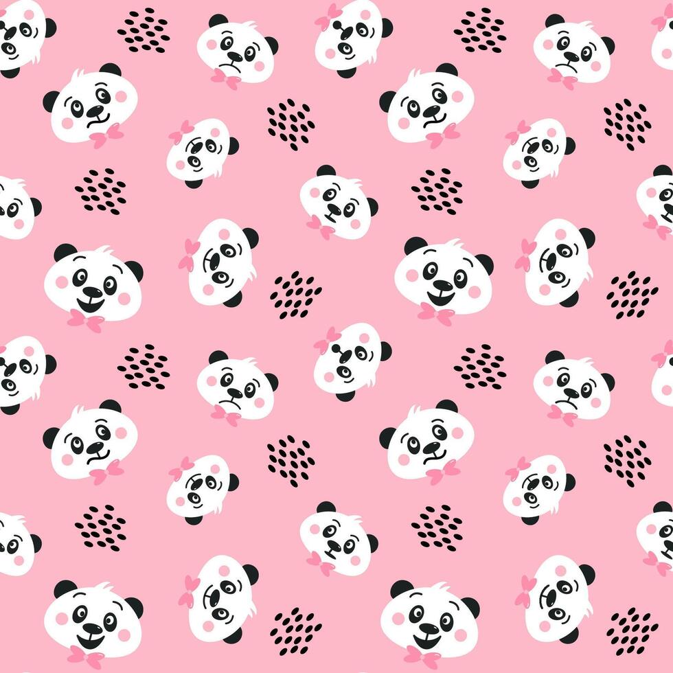 vecteur sans couture modèle avec mignonne Panda tête dans différent humeur, content, triste, surpris, content, satisfait, joyeux.