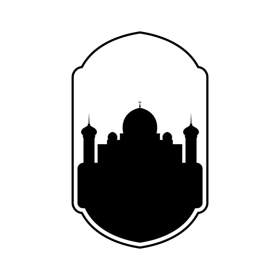 mosquée vecteur icône illustration conception modèle. dôme mosquée et porte prier musulman religion minimaliste logo conception vecteur icône illustration modèle. Ramadan Karim, eid mubarak vecteur illustration