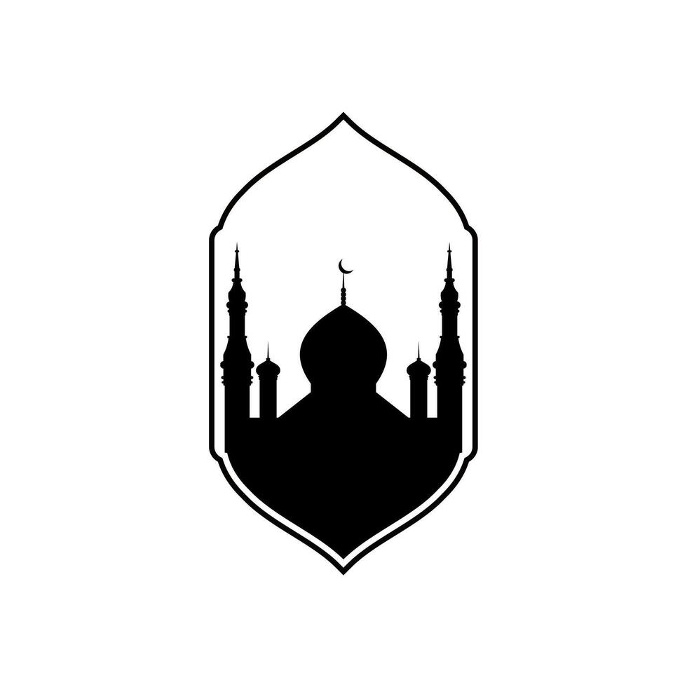 mosquée vecteur icône illustration conception modèle. dôme mosquée et porte prier musulman religion minimaliste logo conception vecteur icône illustration modèle. Ramadan Karim, eid mubarak vecteur illustration