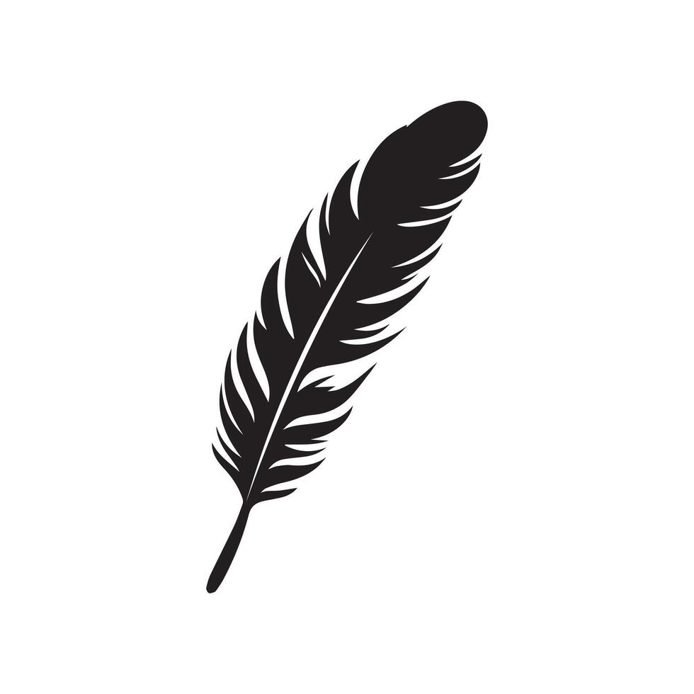 plume icône. noir silhouette de une oiseau sur une blanc Contexte. vecteur
