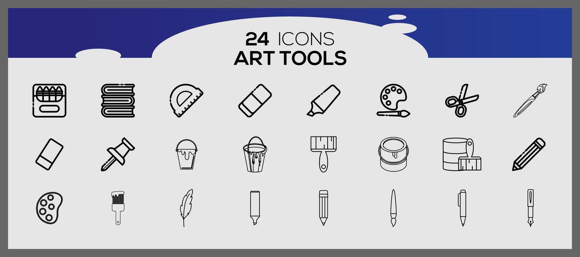 art outils et matériaux icône ensemble pour peinture. vecteur ensemble de art des peintures papeterie griffonnage style.