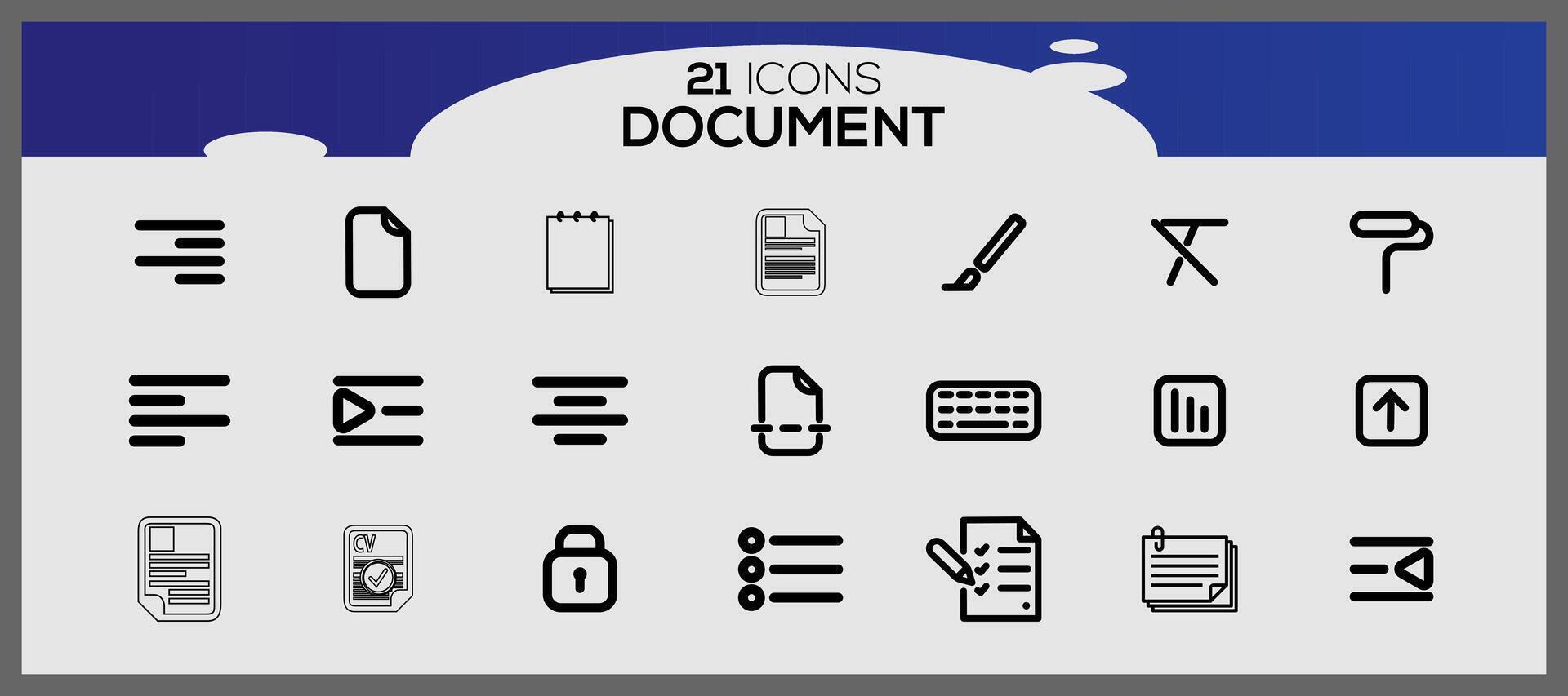 Créatif des dossiers et les documents plat icône paquet. site Internet Icônes collection. l'Internet éléments Icônes. vecteur