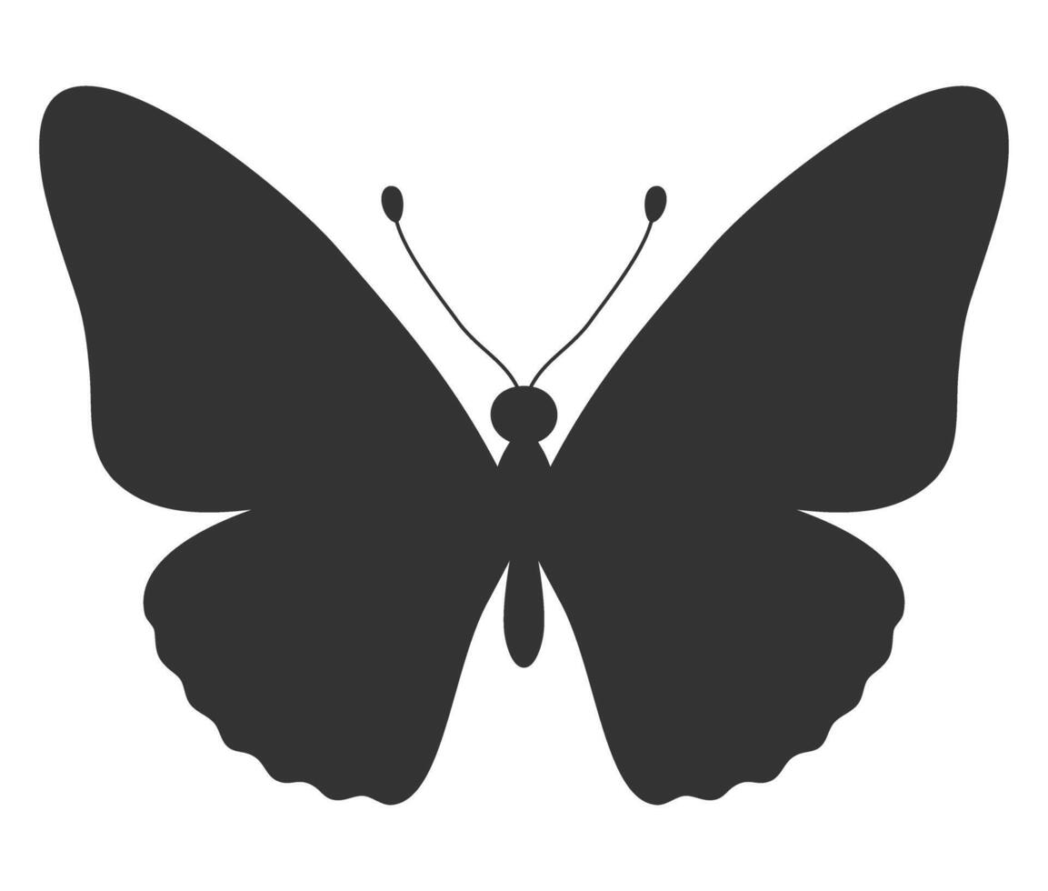 papillon noir silhouette. forme de papillon ailes, de face voir, tatouage modèle. Facile insecte icône, vecteur illustration