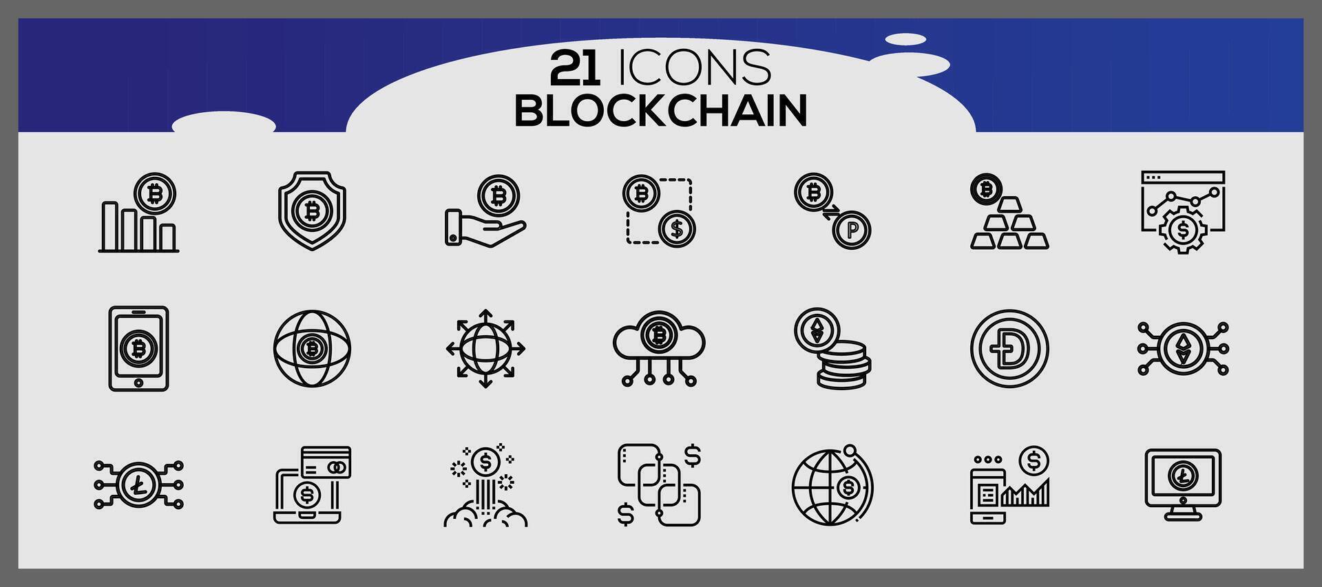 crypto-monnaie isométrique Icônes ensemble. crypto-monnaie icône éléments ensemble. blockchain Icônes ensemble. vecteur