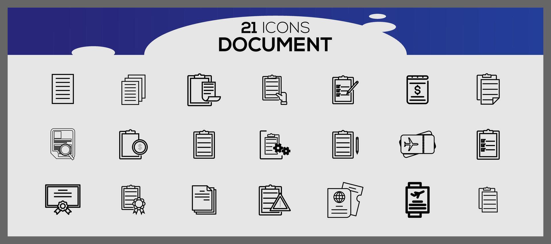 Créatif des dossiers et les documents plat icône paquet. site Internet Icônes collection. l'Internet éléments Icônes. vecteur