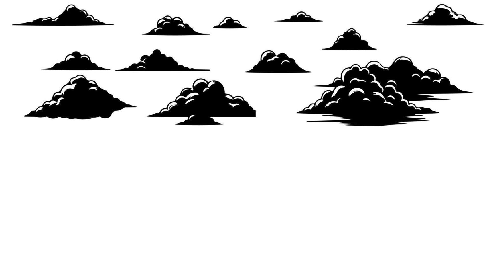 horizontal silhouettes des nuages formes différence style. nuage temps prévoir conception éléments vecteur ensemble sur blanc Contexte
