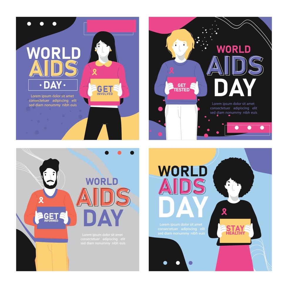 publication sur les réseaux sociaux de la journée mondiale du sida vecteur