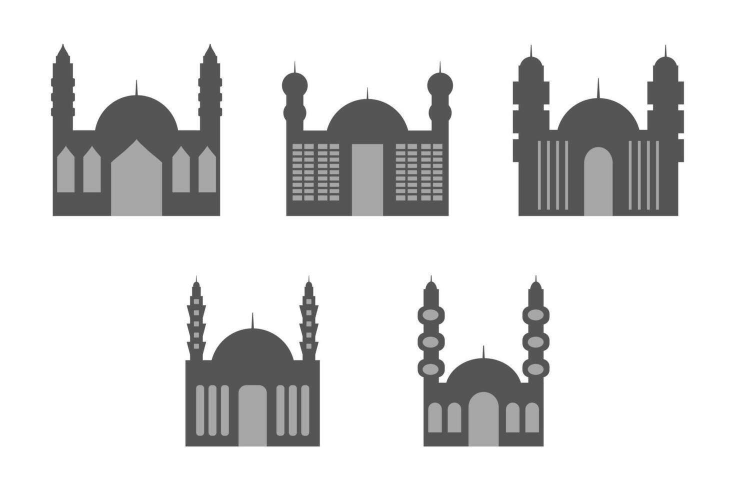 Facile mosquée bâtiment icône ensemble vecteur