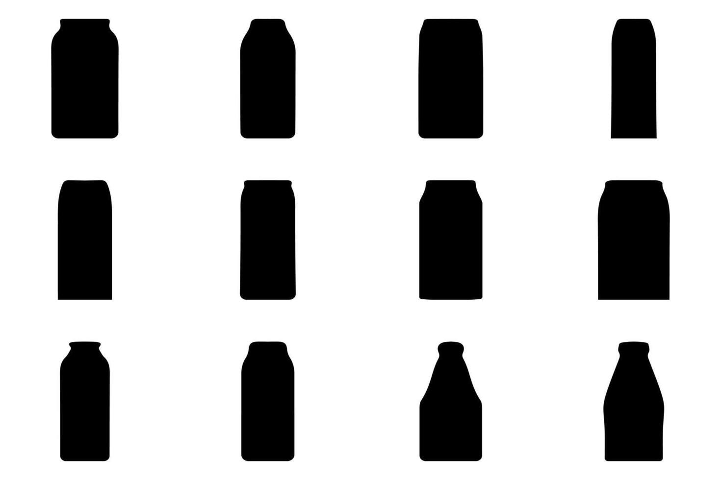 Facile silhouette de liquide Lait emballage. icône ensemble vecteur