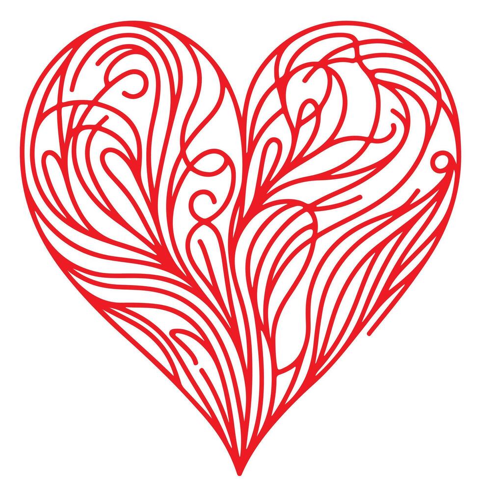 cœur forme rouge contour icône signe symbole de l'amour élément à décoration content vacances vecteur illustration