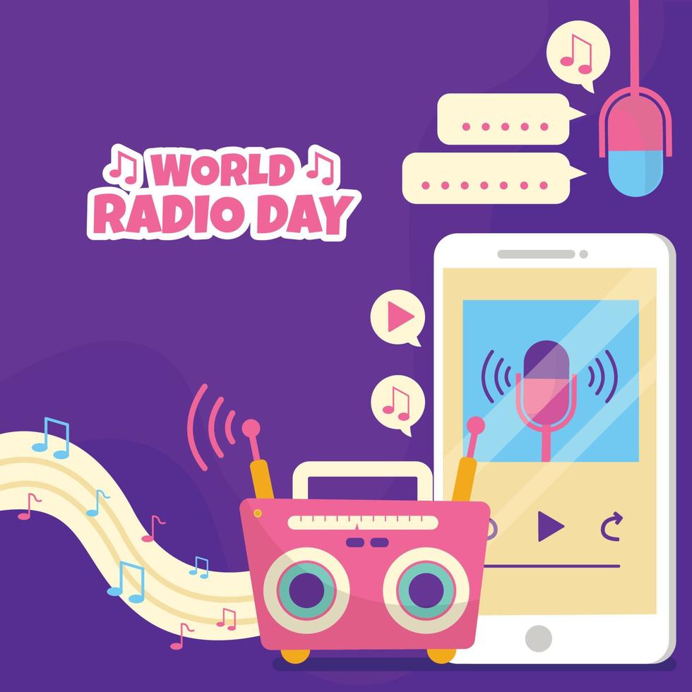 concept de célébration de la journée mondiale de la radio vecteur