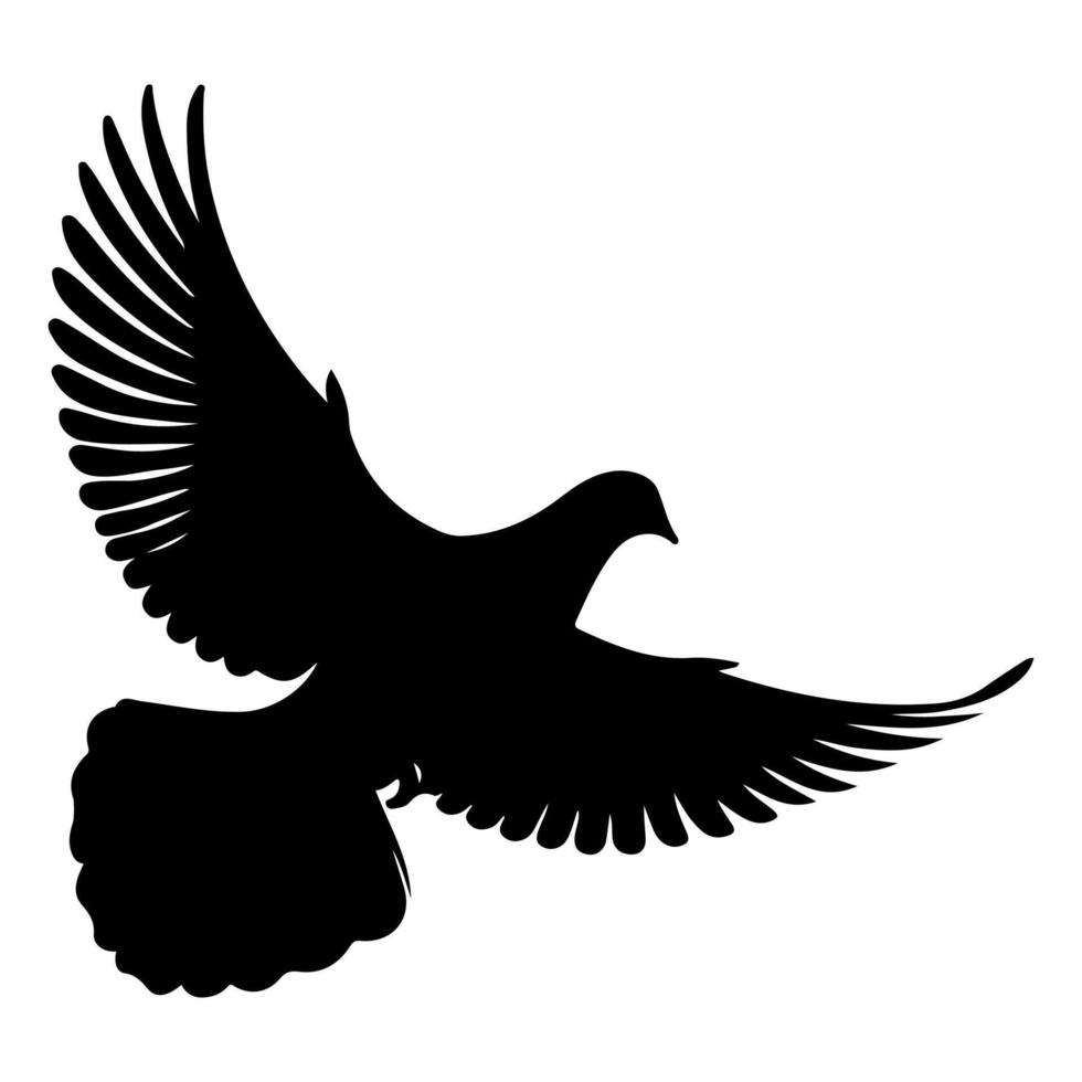 ai généré Colombe ou Pigeon vol silhouette vecteur illustration sur blanc Contexte