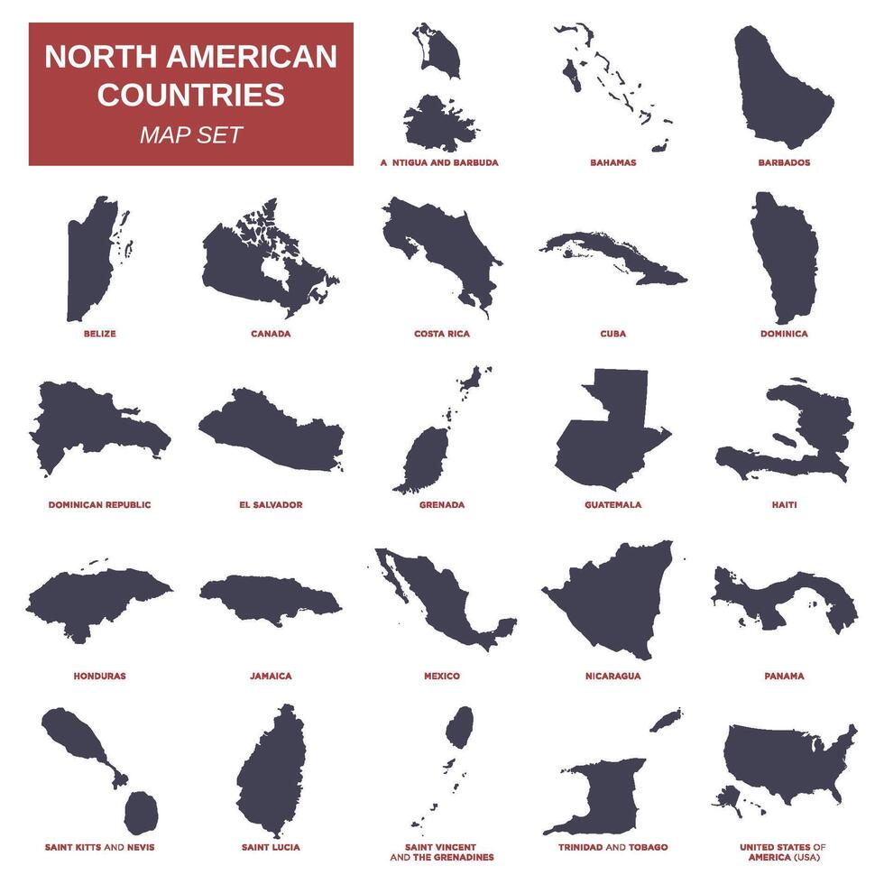 carte de l'amérique du nord définie la conception d'illustration de modèle de vecteur. vecteur eps 10.