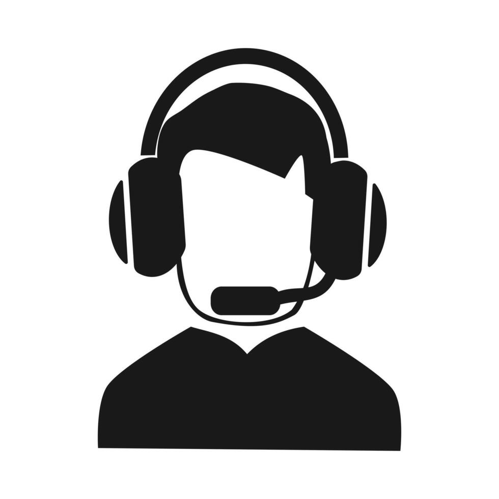 client un service icône. utilisateur avec casque de musique. vecteur