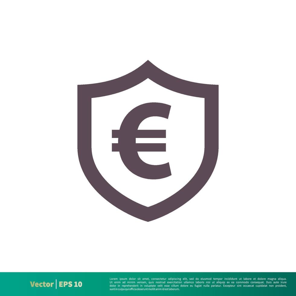 euro argent bouclier icône vecteur logo modèle illustration conception. vecteur eps dix.