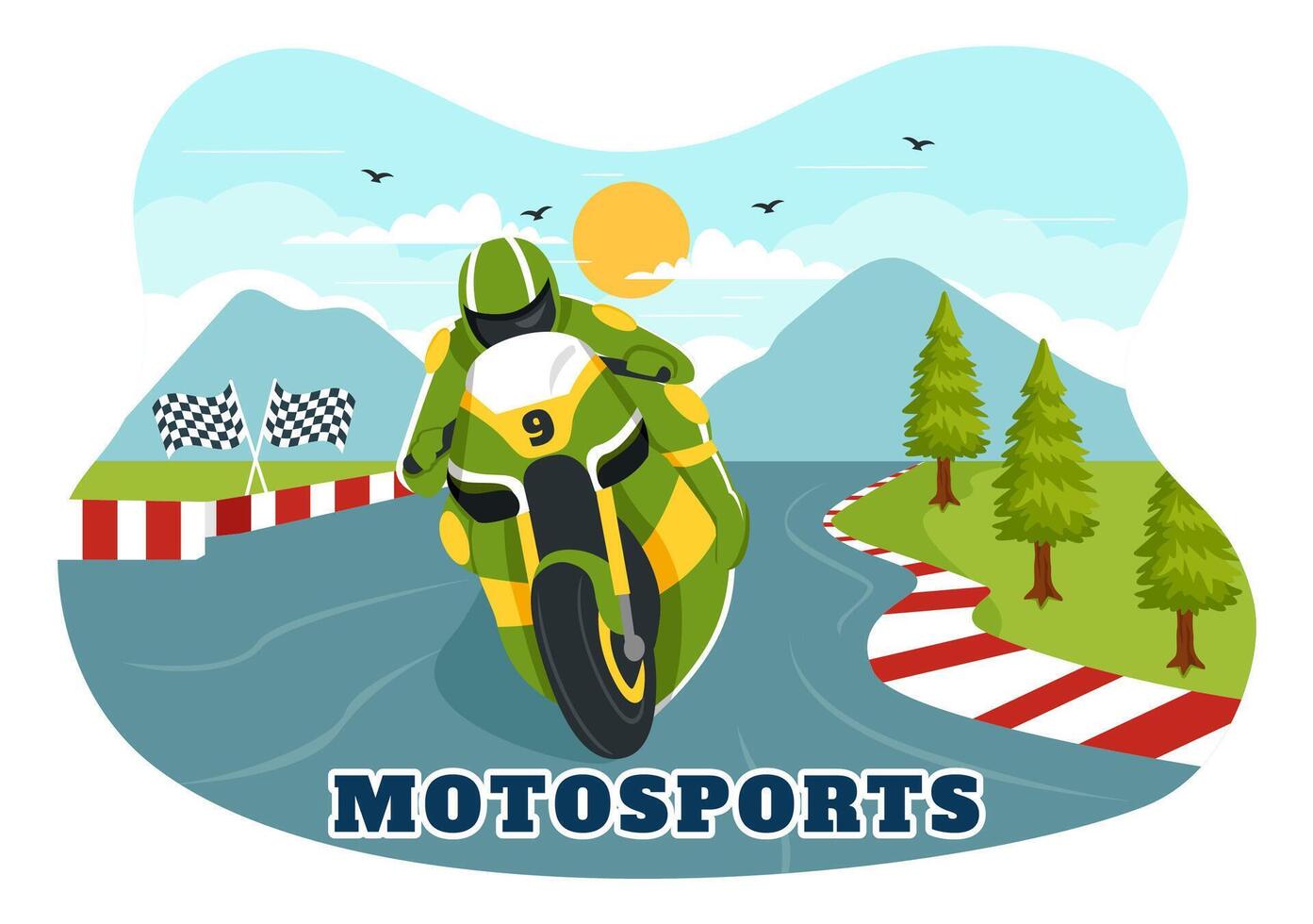 courses motosport la vitesse bicyclette vecteur illustration pour compétition ou championnat course par portant tenue de sport et équipement dans plat dessin animé Contexte