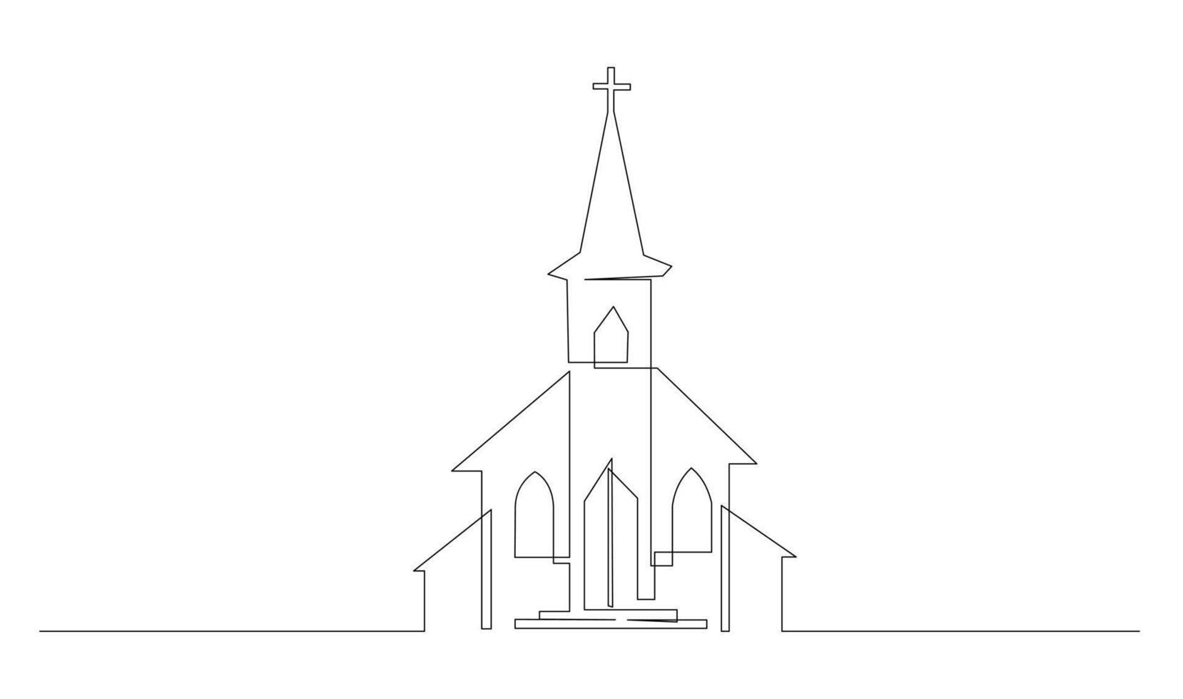 église un ligne dessin isolé sur blanc Contexte vecteur