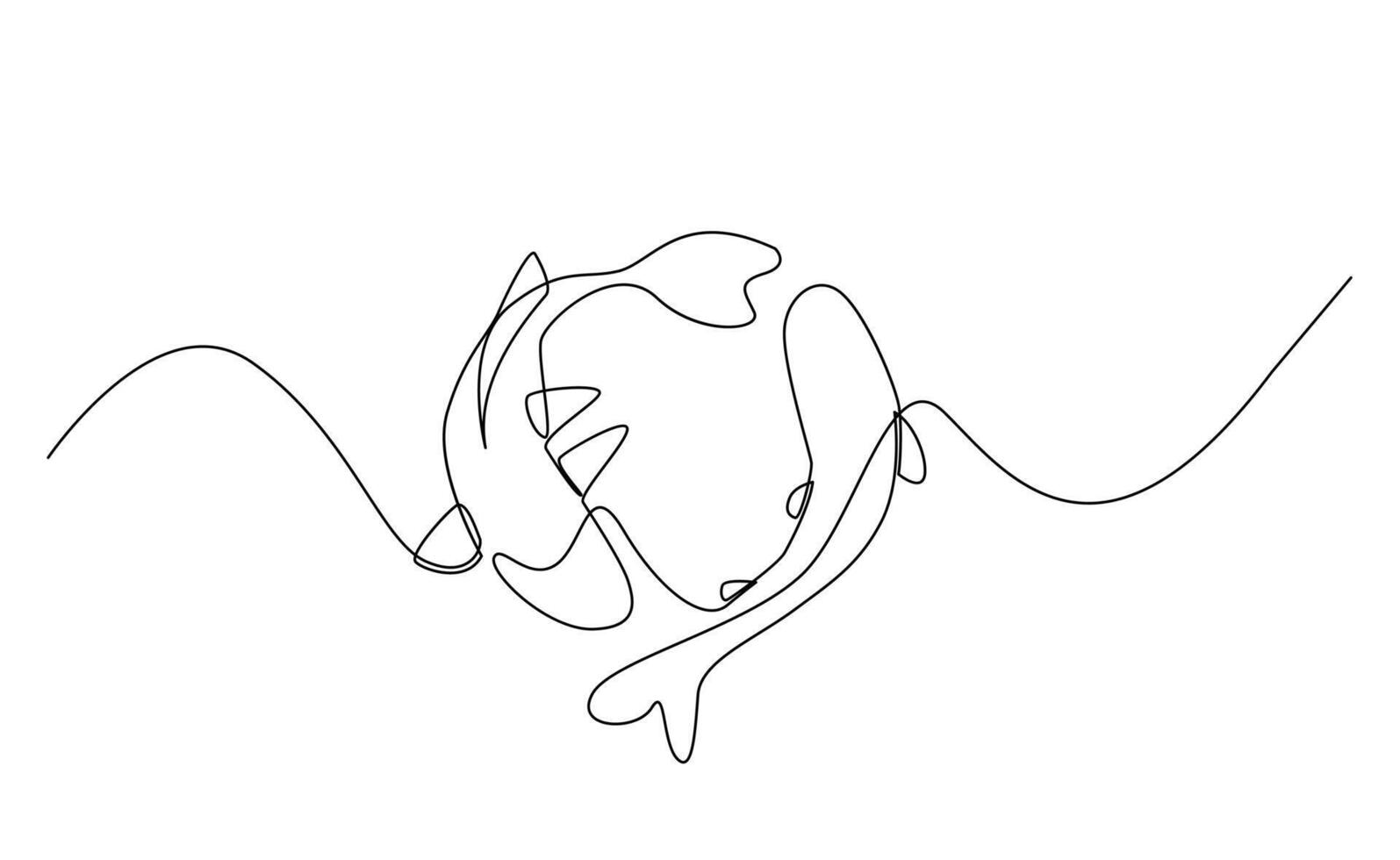 koi carpe poisson sur le blanc Contexte dans une continu Célibataire ligne dessin style vecteur