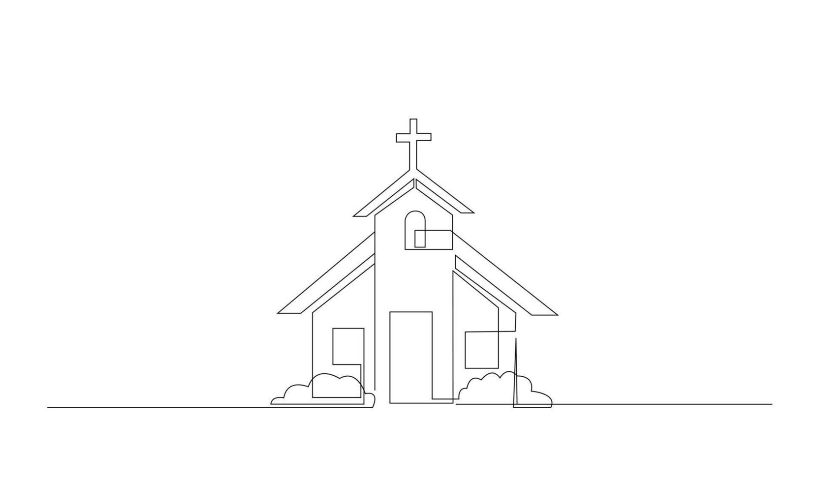 église un ligne dessin isolé sur blanc Contexte vecteur