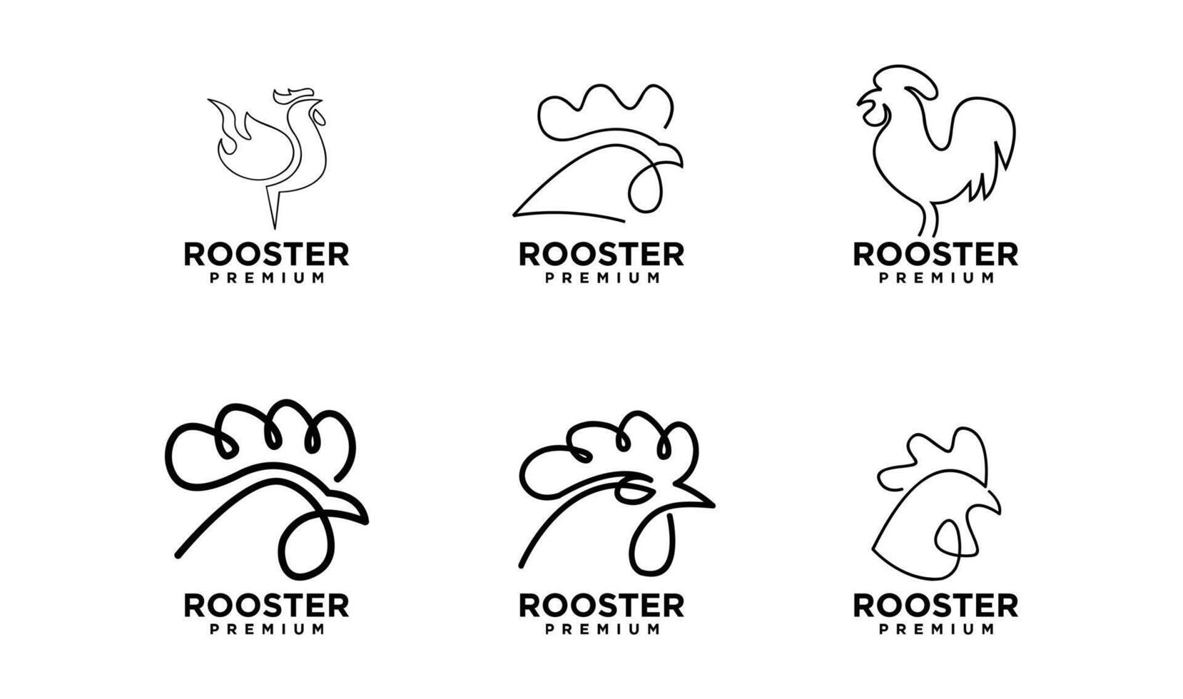 coq ligne contour monoline logo vecteur icône illustration