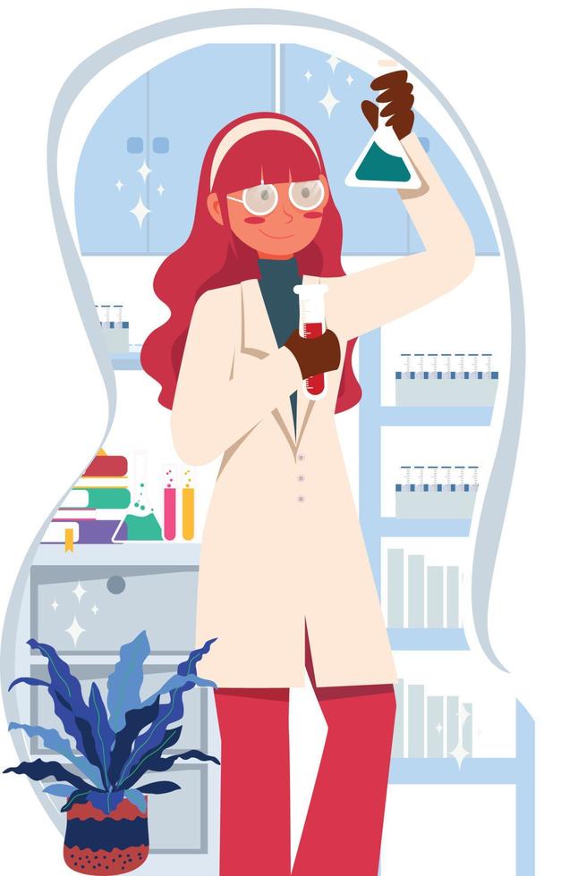 femme scientifique travaille en laboratoire vecteur